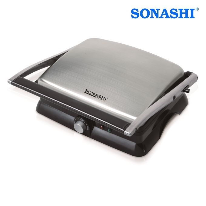 شواية متعددة الاستعمالات مع منظم لدرجة الحرارة استمتعي بساندويشات الشواء اللذيذة والصحية Sonashi Grill & Sandwich Maker 2000W SGT-852